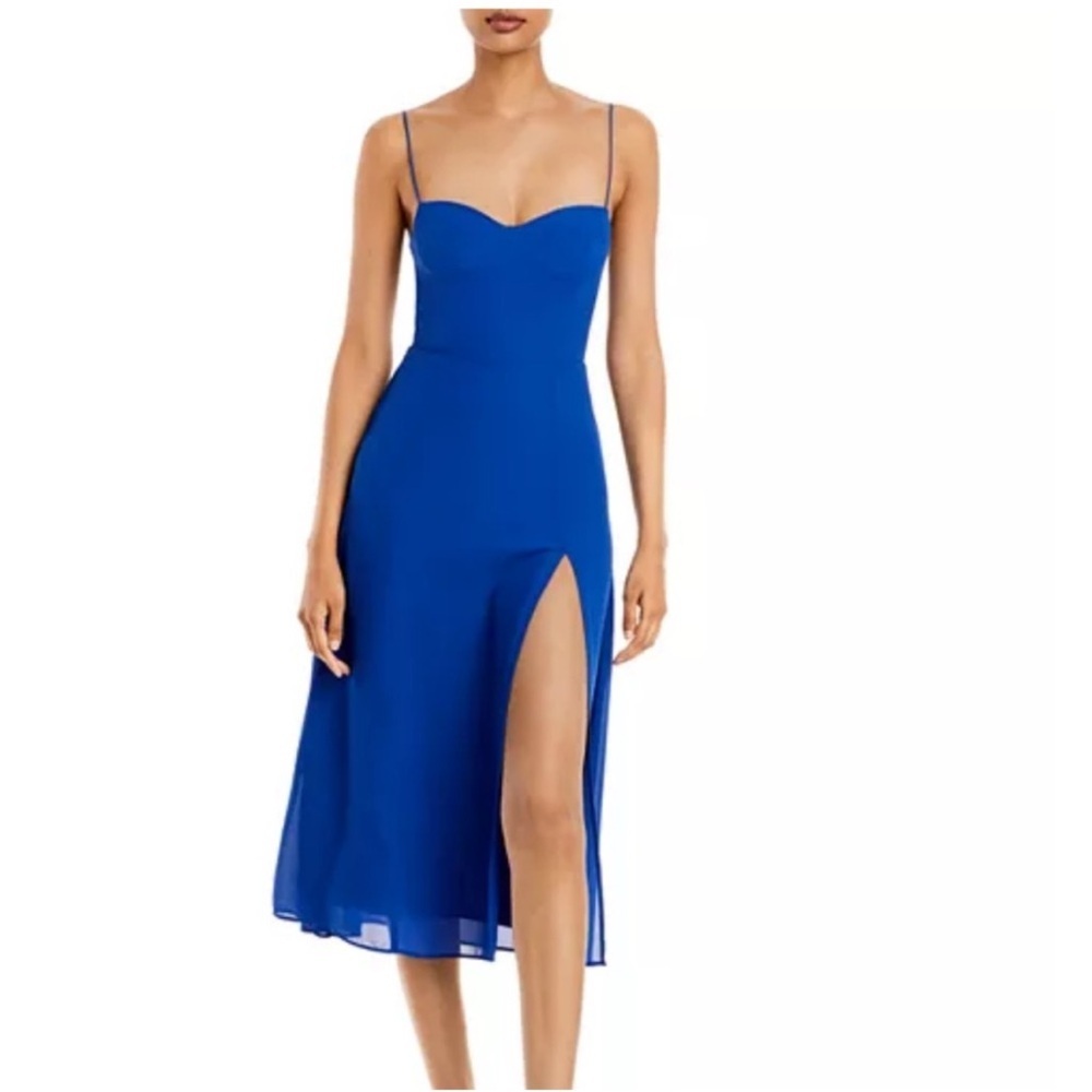 Aqua Elegant Blue Spaghetti Strap Dress Women’s Size XS Side Slit Formal Gown